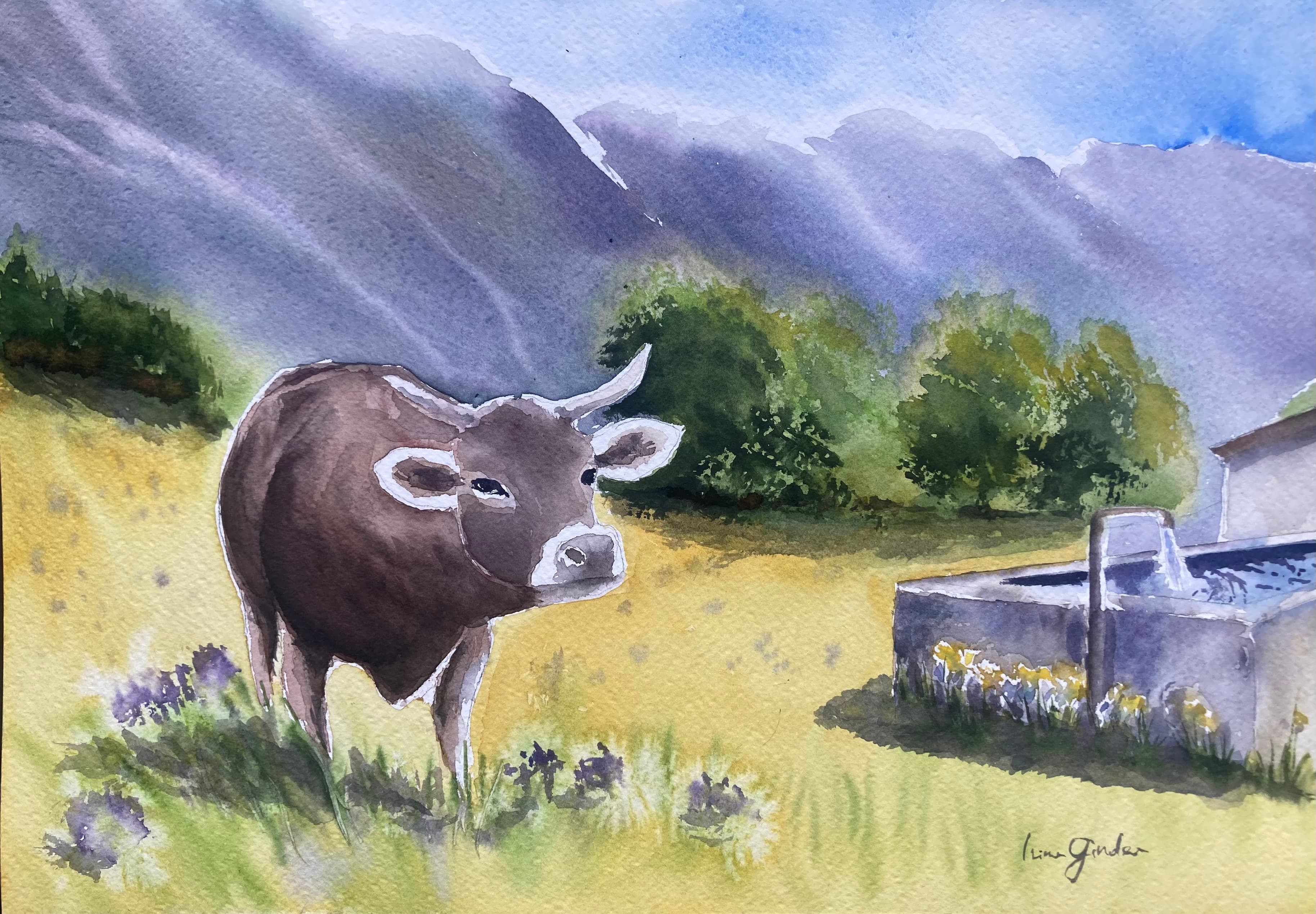 Pastos de Montaña — Watercolor, 100% Cotton, Irina Gîndea
