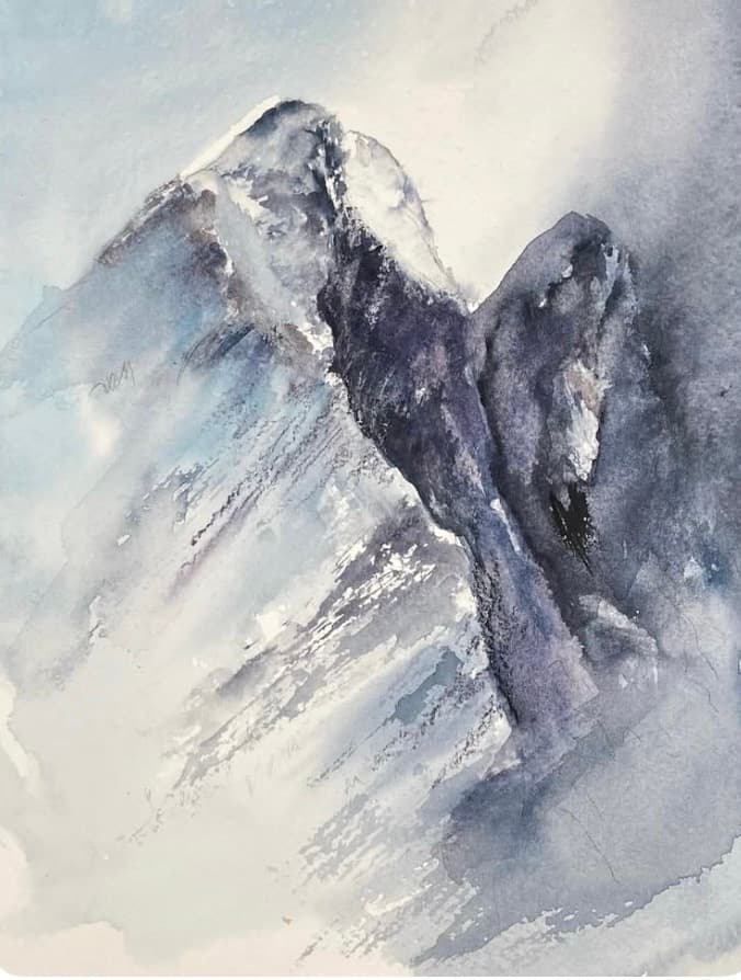 Midi d´Ossau — original watercolor, Irina Gîndea
