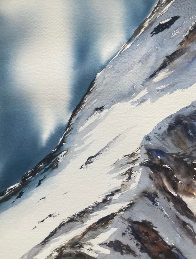 The Mountainside — Watercolor, 100% Cotton, Irina Gîndea